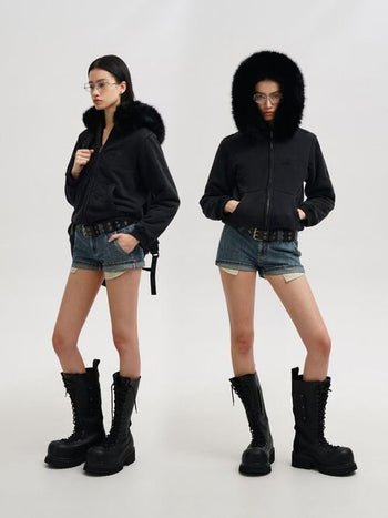 [MASONPRINCE] Fur Collar Fleece Hooded Jacket