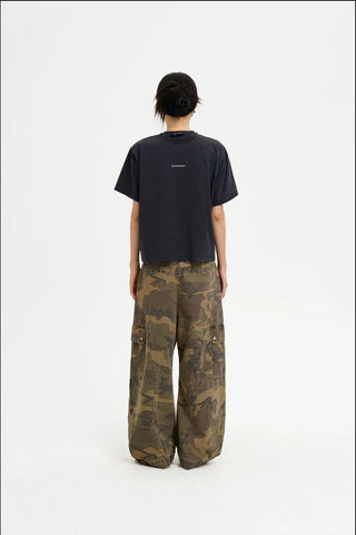 [MASONPRINCE] Curved Seam Camouflage Wide Leg Pants