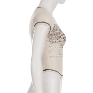 Stitch print crewneck short sleeve top