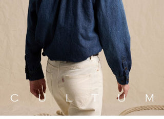 [CULTUM] Washed Gradient Cuban Collar Denim Shirt