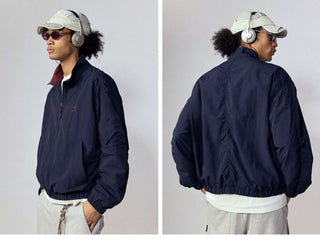 [Monterest] Water-Resistant Contrast Collar Zip Jacket