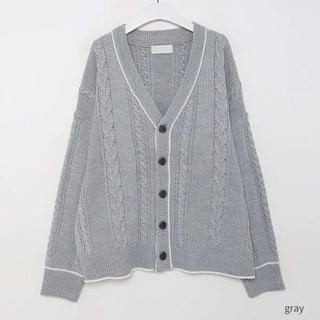 Cable knit unisex cardigan