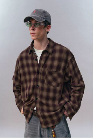 [Monterest] Oversized Yarn-Dyed Plaid Shirt