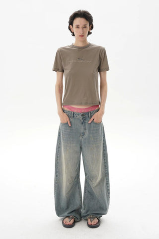 [MASONPRINCE] Washed Slub Denim Wide Leg Pants