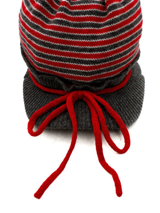[Moromoro2] Contrast Stripe Knit Bow Baseball  Cap