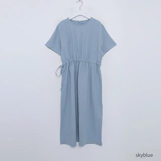 ex linen strap short-sleeved dress