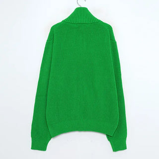 High-neck knit zip-up