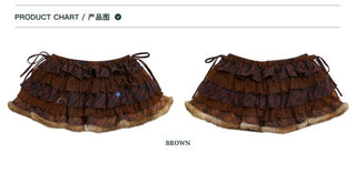 [Moromoro2] Star Polka Dot Mesh Fur Cake  Skirt