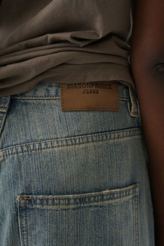 [MASONPRINCE] Washed Distressed Wide Leg Jeans