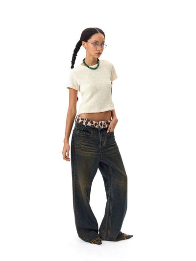 CONP Leopard Patchwork Jeans