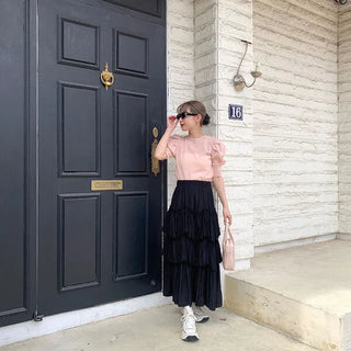 Can-can frill long skirt