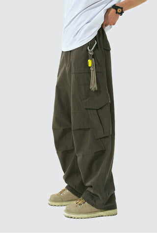 [Monterest] Grid Cotton Drawstring Paratrooper Pants