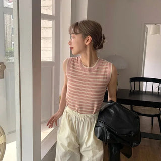 Striped Sleeveless Knit