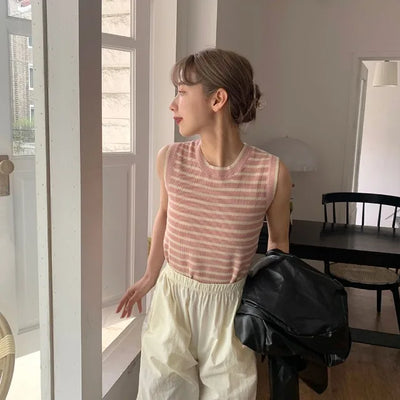 Striped Sleeveless Knit