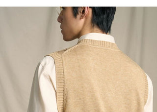[CULTUM] Wool Blend Argyle V-Neck Knit Vest