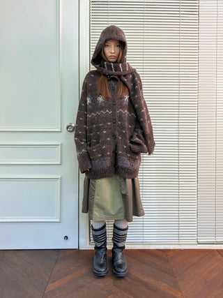 [NeverSeez] Fair Isle Wool Blend Cardigan