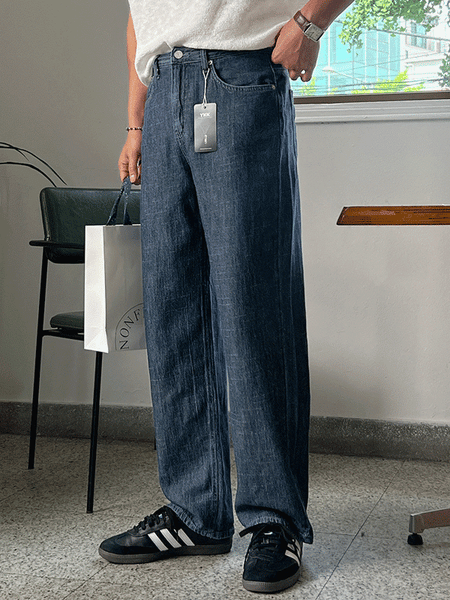 Piece Cooling Linen Wide Denim Pants