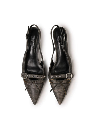 [moromoro2] Leather Bowknot Sandals