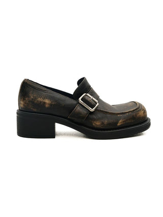 [Moromoro2] Distressed Leather Loafers