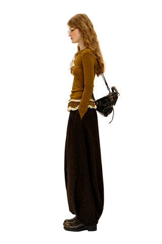 [Moromoro2] Wool Pleated Tapered Wide Pants