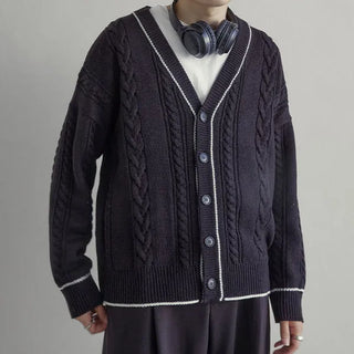 Cable knit unisex cardigan