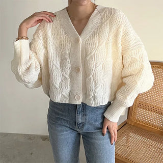 Waffle Cable Knit Cardigan