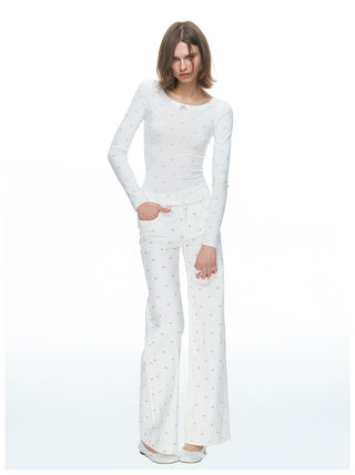 [NECY] Ribbon Allover Cutout Knot T