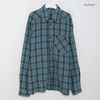 Cotton check long-sleeved shirt