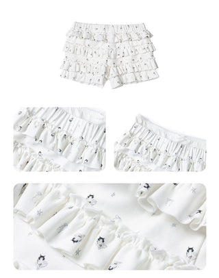 [NECY] Mimora Allover Ruffle Skirt Shorts