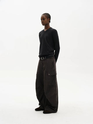 [MASONPRINCE] Washed Baggy Parachute Work Pants