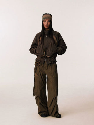 [CONP] Pleated Spliced Crinkle Nylon Jacket
