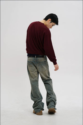 [MASONPRINCE] Wool Blend Layered Look Sweater