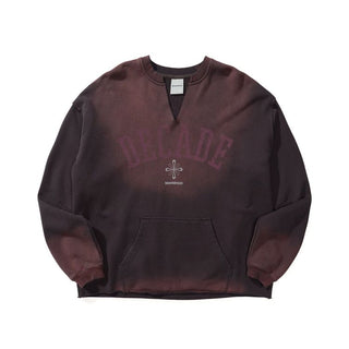 [Monterest] Washed Split-Neck Graphic Sweatshirt