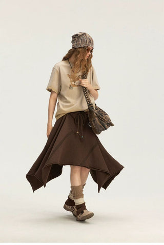 [Monterest] A-Line Patchwork Sweat Skirt