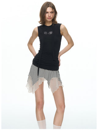 [NECY] Irregular Dot Double Hem Mini Skirt