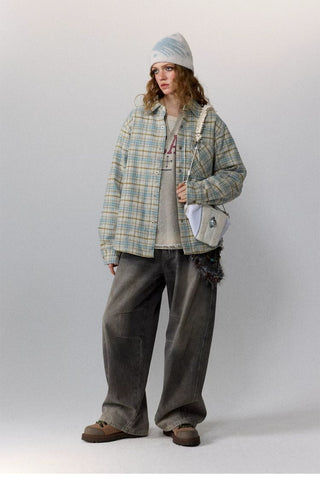 [Monterest] Quilted Padded Check Shirt Jacket