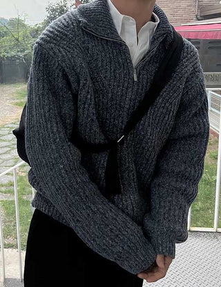 Loop High-Neck Zip-Up Knit (4 colors)