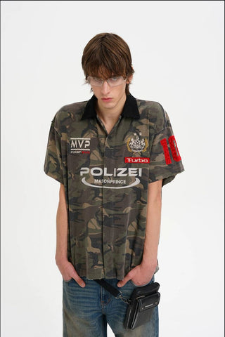 [MASONPRINCE] Camouflage Racing Knit Top