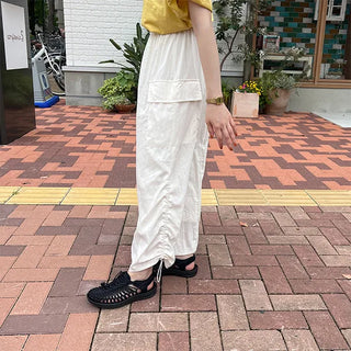 Side-shirred nylon skirt