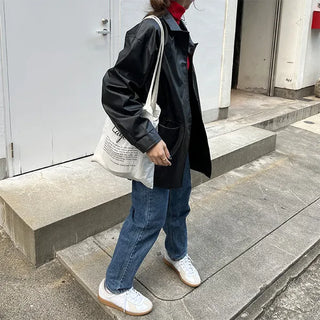 Long leather jacket