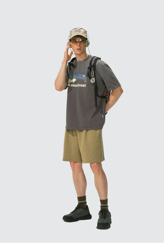 [Monterest] Washed Distressed Mountain Print T-Shirt