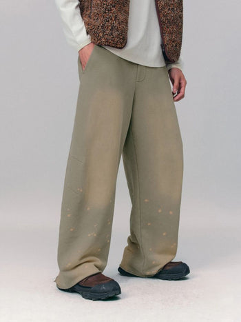 [Monterest] Washed Splatter Fleece-Lined Straight Pants