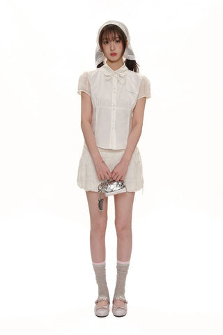 [Moromoro2] Rhinestone Bow Ballet Flats