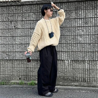Cable knit oversized sweater