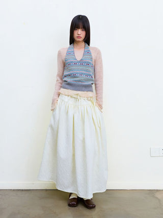 [NEVERSEEZ] Fair Isle Knit Halter Vest