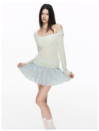 [NECY] Romantic Blossom Flare Skirt