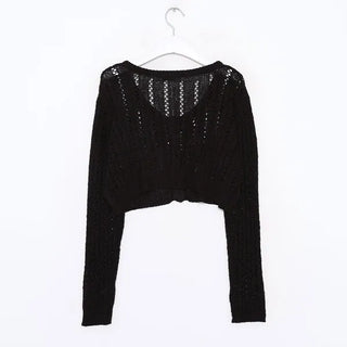 Cropped openwork cardigan