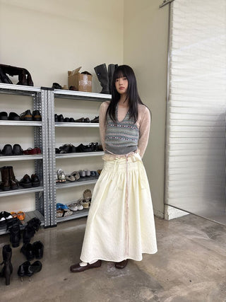 [NEVERSEEZ] Fair Isle Knit Halter Vest