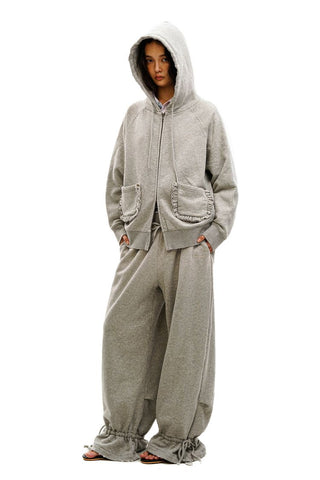 [Moromoro2] Combed Cotton Lace Hoodie &  Sweatpants