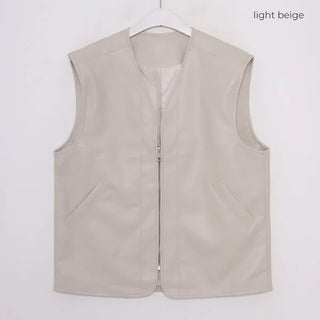 Leather zip-up vest